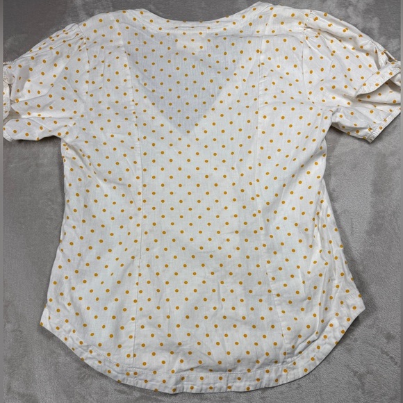 Anthropologie Maeve Linen Blend Louise Polka Dot Wrap Puff Sleeve Retro Top 4 - Picture 13 of 16